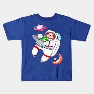 Watercolor Astronaut Sloth Kids T-Shirt